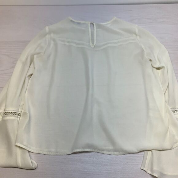 Rebecca Minkoff Womens Chava Ivory Bell Sleeves Crepe Blouse Top Size S - Picture 6 of 7